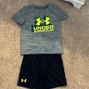 Toddler boy under armour t shirt and shorts set, size 4t